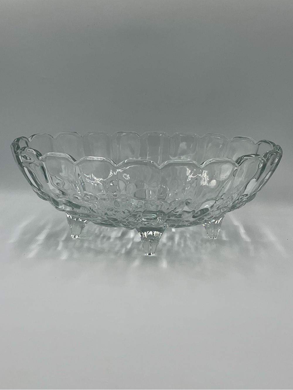 Vintage Indiana Glass “Garland Clear” Footed Fruit Bowl Centerpiece